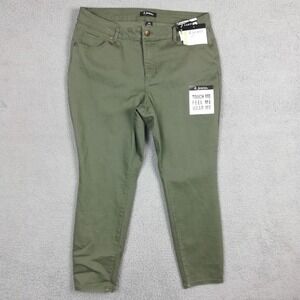 D. Jeans Womens Ankle Skinny Fatigue Green Sateen Denim High Rise Plus 16W New